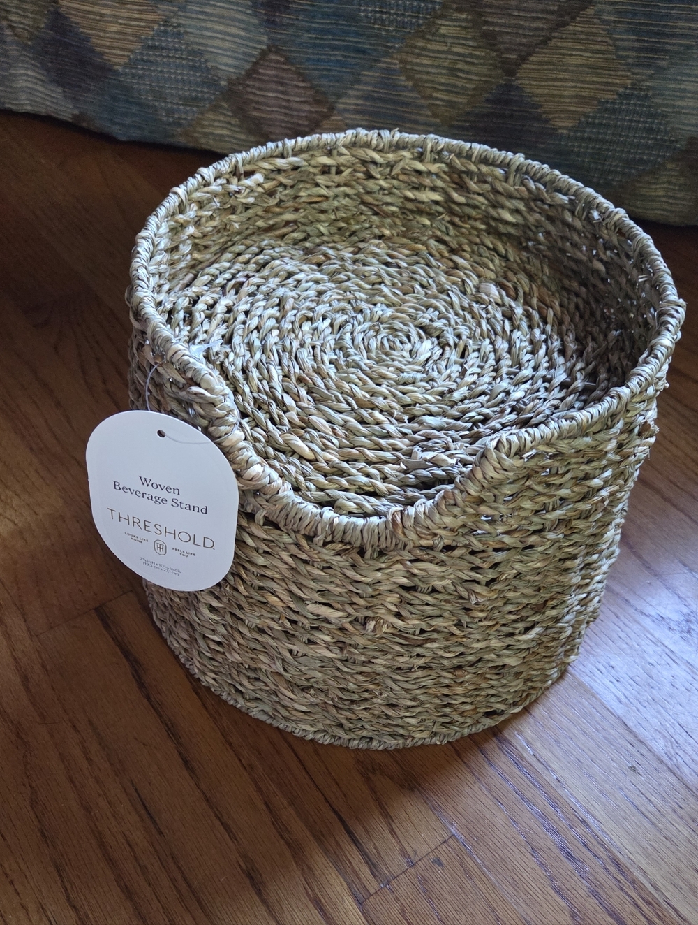 Threshold Woven Beverage Stand Basket - Natural Seagrass
